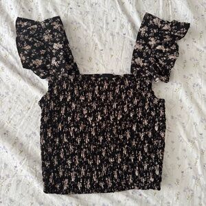 butterfly sleeve floral crop top